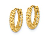 14K Yellow Gold Polished Textured Hoop Earrings