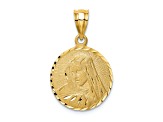 14k Yellow Gold Brushed and Diamond-Cut Virgin Mary Pendant