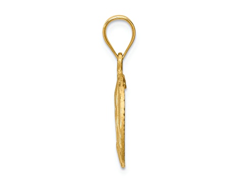 14k Yellow Gold Brushed and Diamond-Cut Virgin Mary Pendant