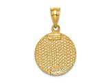 14k Yellow Gold Brushed and Diamond-Cut Virgin Mary Pendant