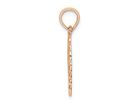 14K Rose Gold Polished and Textured Lace Border Heart Pendant