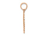 14K Rose Gold Polished and Textured Lace Border Heart Pendant