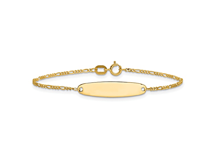 14K Yellow Gold Figaro Baby Oval ID Bracelet
