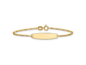 14K Yellow Gold Figaro Baby Oval ID Bracelet