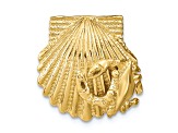 14K Yellow Gold Textured Scallop Shell with Crab Slide