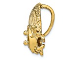 14K Yellow Gold Textured Scallop Shell with Crab Slide
