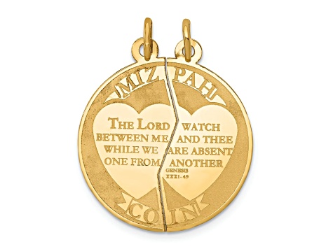 14k Yellow Gold Satin Mizpah 2-piece Break-Apart Charm