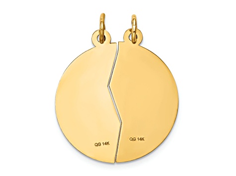 14k Yellow Gold Satin Mizpah 2-piece Break-Apart Charm