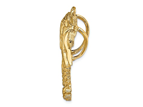 14k Yellow Gold Textured Double Palm Tree Slide Pendant