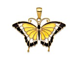 14k Yellow Gold Multi-Color Enameled Butterfly Pendant