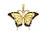 14k Yellow Gold Multi-Color Enameled Butterfly Pendant