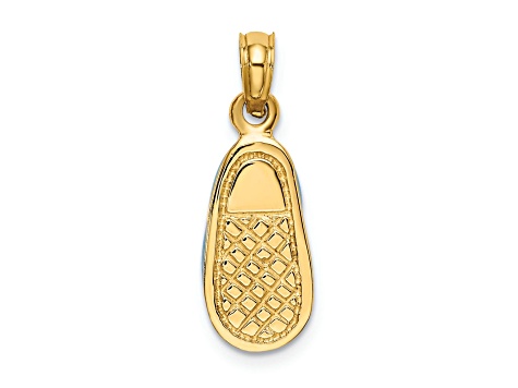 14k Yellow Gold Enamel Baby Shoe with Bow Charm
