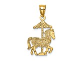 14k Yellow Gold Textured Children's Carousel Horse Charm