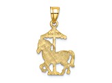 14k Yellow Gold Textured Children's Carousel Horse Charm