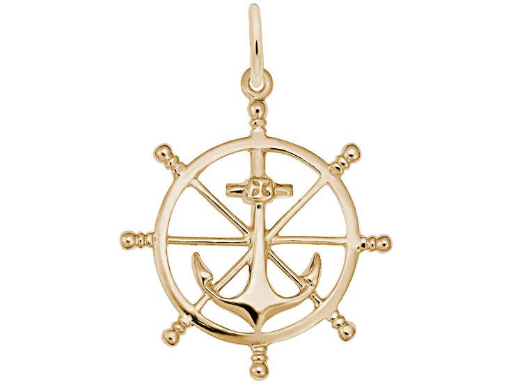 14K Yellow Gold Ship Wheel Charm