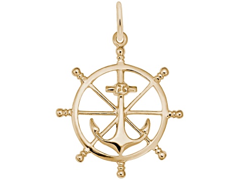 14K Yellow Gold Ship Wheel Charm