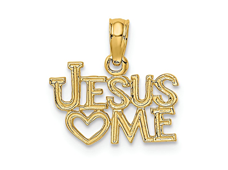 14k Yellow Gold Polished and Textured Jesus Heart (love ) Me Charm
