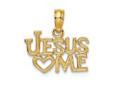 14k Yellow Gold Polished and Textured Jesus Heart (love ) Me Charm