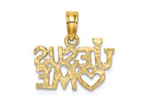 14k Yellow Gold Polished and Textured Jesus Heart (love ) Me Charm