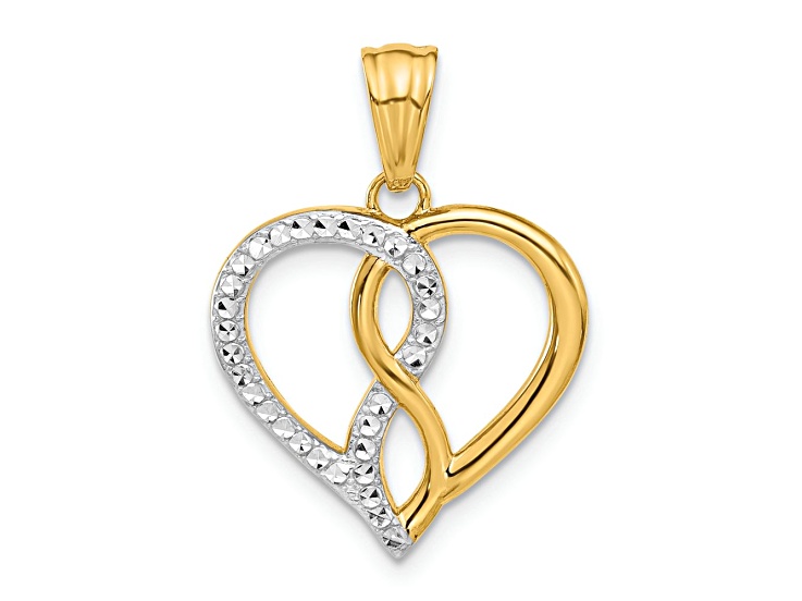 14k Two-tone Gold Diamond-Cut Infinity Heart Pendant
