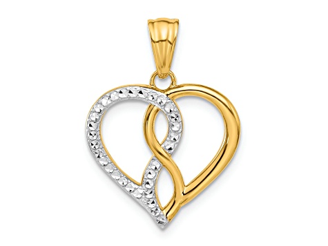 14k Two-tone Gold Diamond-Cut Infinity Heart Pendant