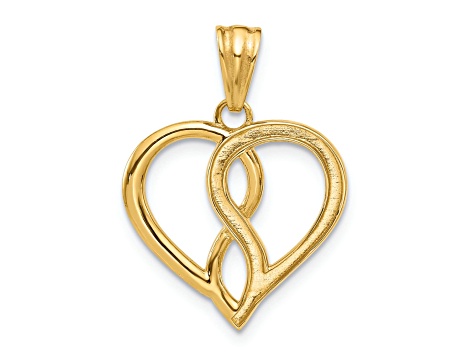 14k Two-tone Gold Diamond-Cut Infinity Heart Pendant