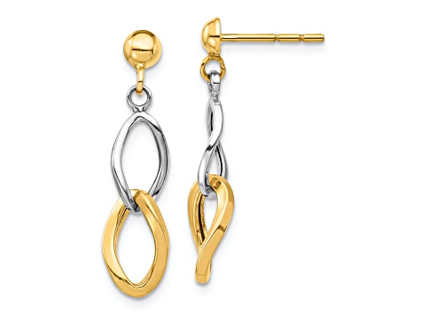 14k Yellow Gold and 14k White Gold Dangle Earrings