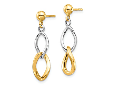 14k Yellow Gold and 14k White Gold Dangle Earrings
