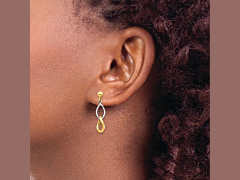 14k Yellow Gold and 14k White Gold Dangle Earrings