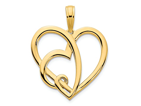 14k Yellow Gold Double Heart Pendant