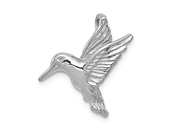 14K White Gold Polished Open-Backed Hummingbird Chain Slide