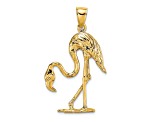 14k Yellow Gold 3D Textured Flamingo Charm