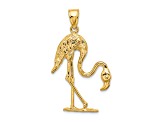 14k Yellow Gold 3D Textured Flamingo Charm