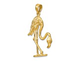 14k Yellow Gold 3D Textured Flamingo Charm