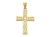 14k Yellow Gold Textured Greek Key Cross Pendant