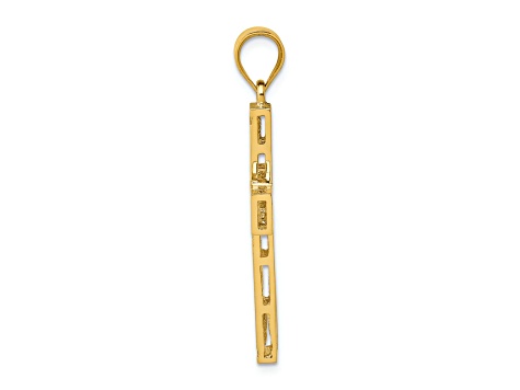 14k Yellow Gold Textured Greek Key Cross Pendant