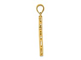 14k Yellow Gold Textured Greek Key Cross Pendant