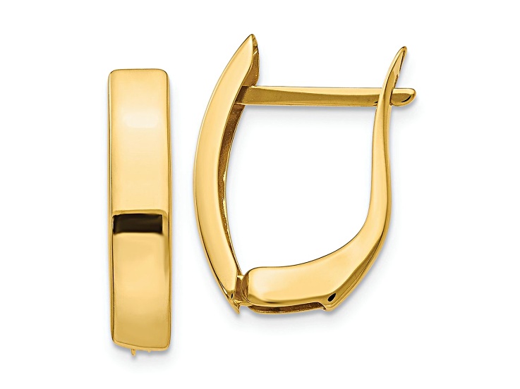 14k Yellow Gold Polished 13/16" Hinged Hoop Earrings