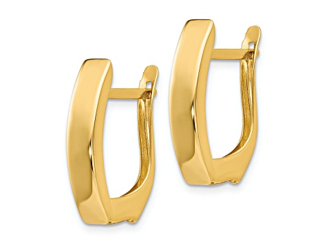 14k Yellow Gold Polished 13/16" Hinged Hoop Earrings