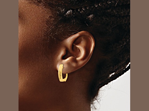 14k Yellow Gold Polished 13/16" Hinged Hoop Earrings