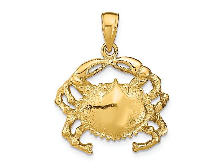 14k Yellow Gold Textured Crab Pendant