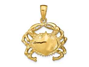14k Yellow Gold Textured Crab Pendant
