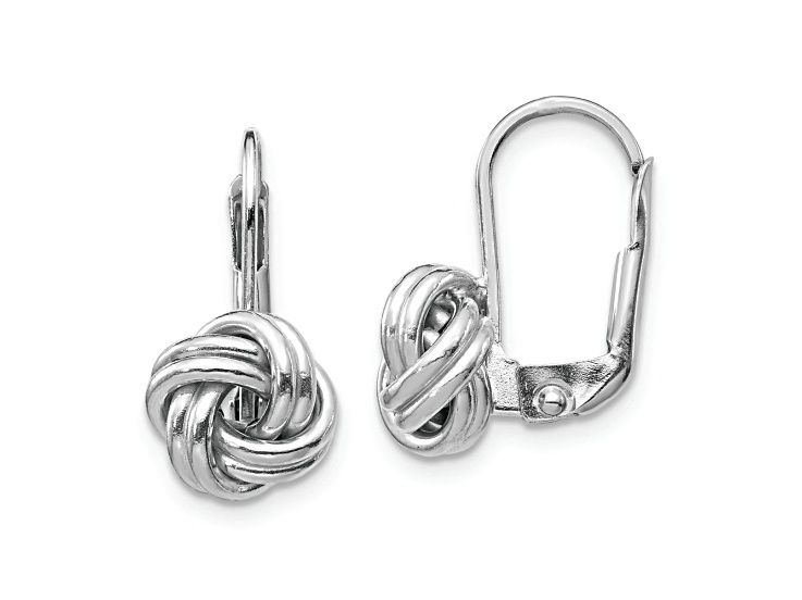 Rhodium Over 14k White Gold Polished Love Knot Dangle Earrings