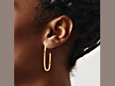 14k Yellow Gold 1 7/16" Polished J-Hoop Earrings
