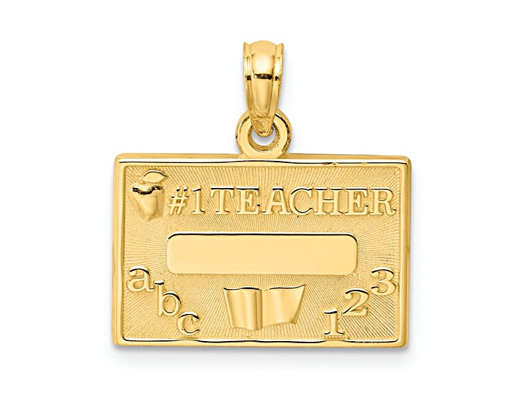 14k Yellow Gold Textured #1 Teacher pendant