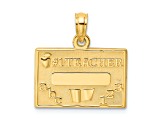 14k Yellow Gold Textured #1 Teacher pendant