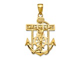 10K Yellow Gold Polished and Textured Mini Mariners Crucifix Pendant