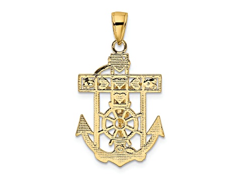 10K Yellow Gold Polished and Textured Mini Mariners Crucifix Pendant