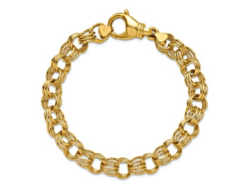 Picture of 14K Yellow Gold Triple Link 9mm 7.5 Inch Charm Bracelet