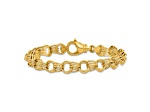 14K Yellow Gold Triple Link 9mm 7.5 Inch Charm Bracelet